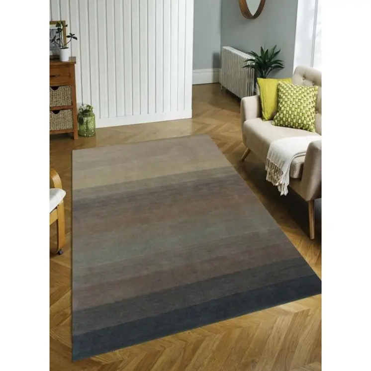 9' X 12' Indigo And Tan Hand Loomed Non Skid Area Rug