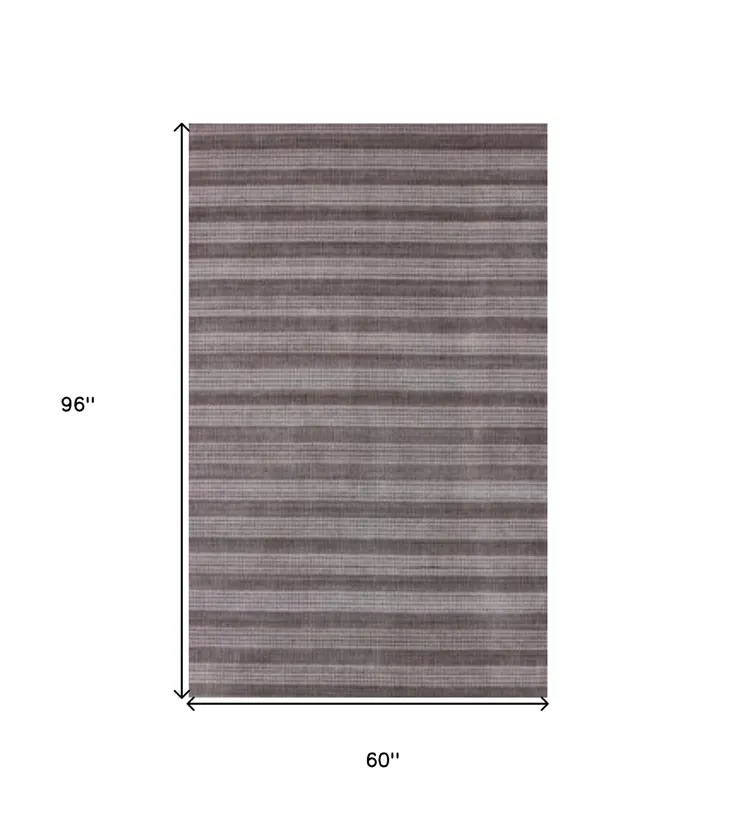 5' X 8' Rust And White Hand Loomed Area Rug