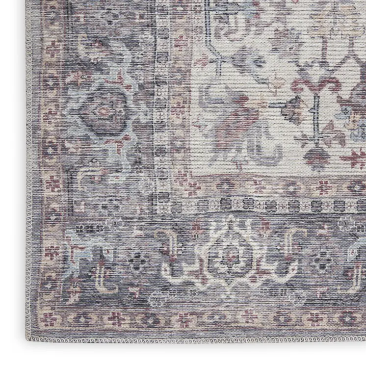 6' X 9' Grey Medallion Distressed Washable Area Rug
