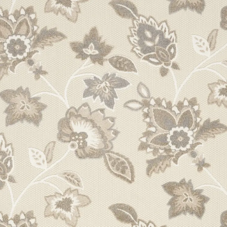 7' X 10' Beige Floral Non Skid Indoor Outdoor Area Rug