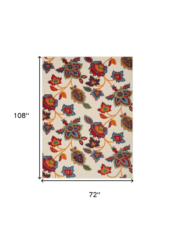6' X 9' Multicolor Floral Stain Resistant Non Skid Area Rug