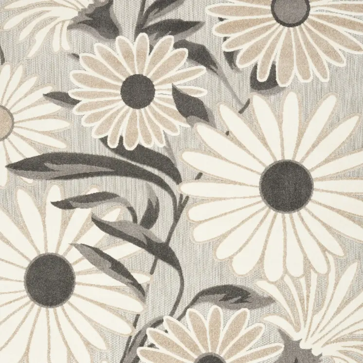 8' X 11' Beige Floral Non Skid Indoor Outdoor Area Rug
