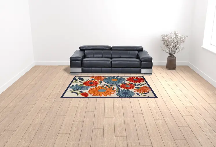 6' X 9' Multicolor Floral Stain Resistant Non Skid Area Rug