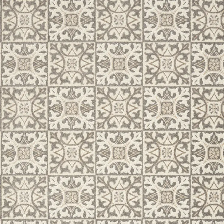 8' X 11' Ivory and Gray Geometric Non Skid Indoor Outdoor Area Rug