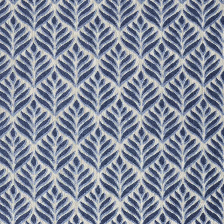 6' X 9' Blue Floral Stain Resistant Non Skid Area Rug