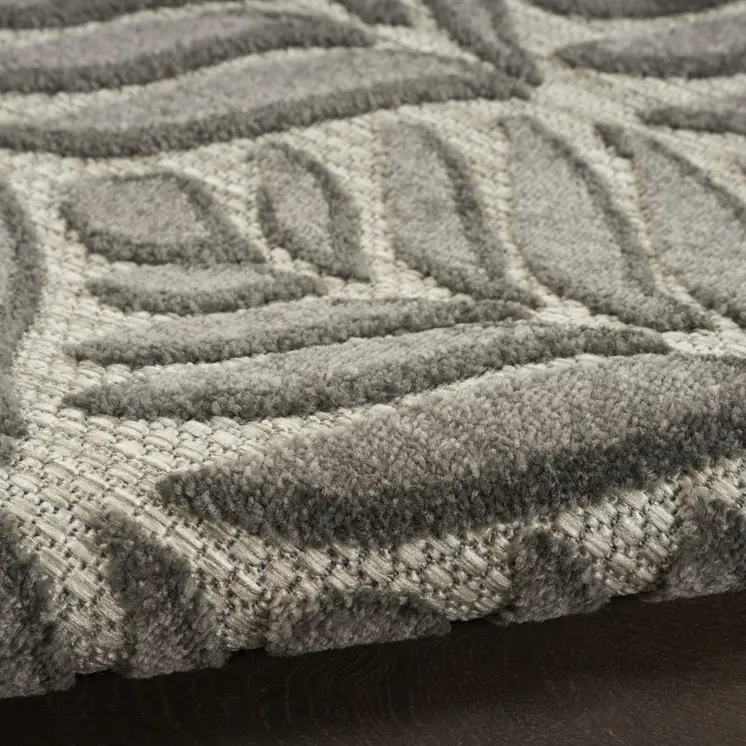 5' X 8' Charcoal Floral Stain Resistant Non Skid Area Rug