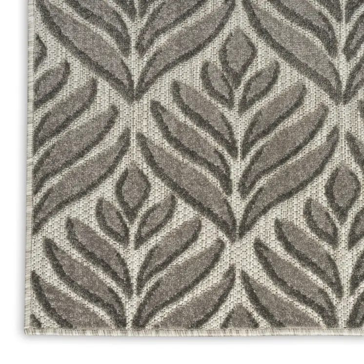 5' X 8' Charcoal Floral Stain Resistant Non Skid Area Rug