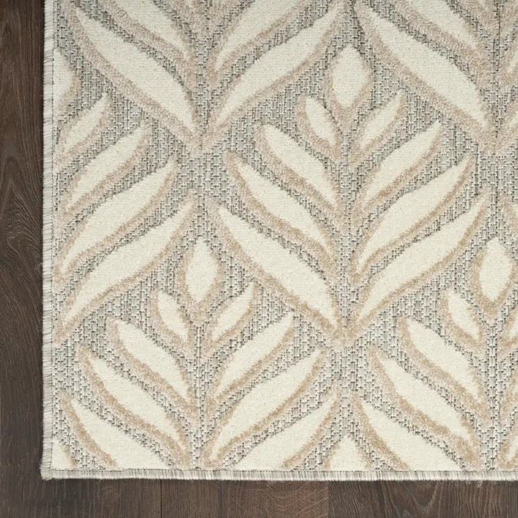 6' X 9' Ivory And Grey Floral Stain Resistant Non Skid Area Rug