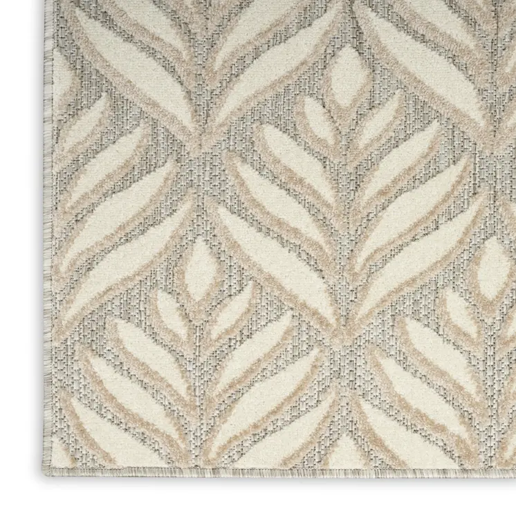 7' X 10' Ivory And Grey Floral Stain Resistant Non Skid Area Rug