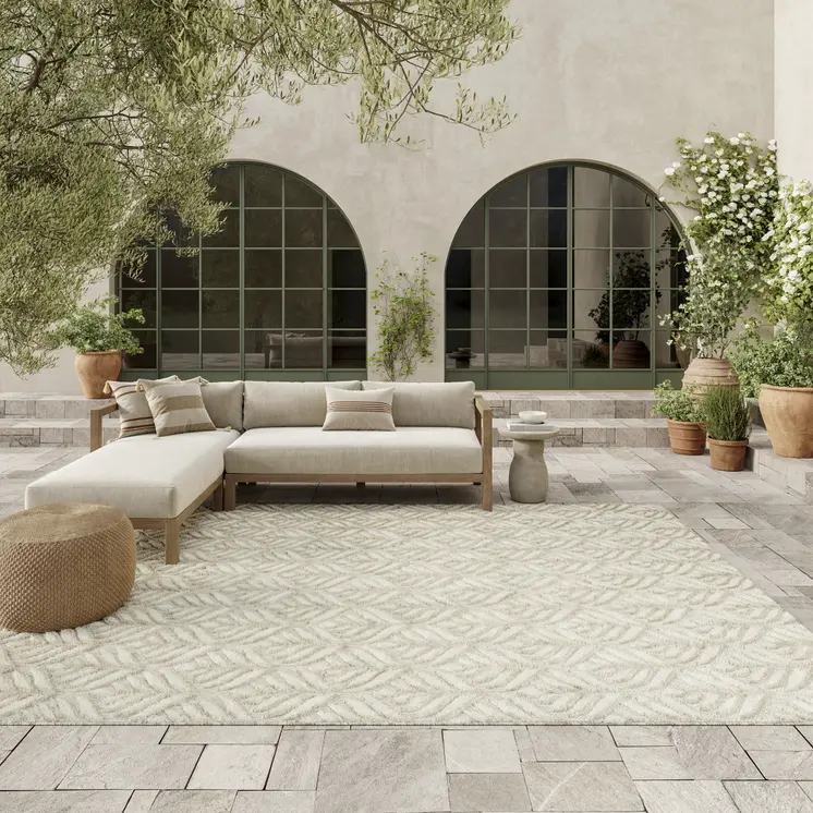 7' X 10' Ivory And Grey Floral Stain Resistant Non Skid Area Rug