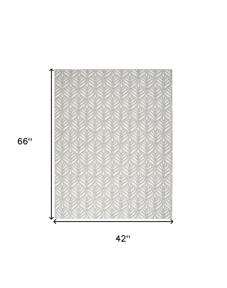 4' X 6' Grey Floral Stain Resistant Non Skid Area Rug