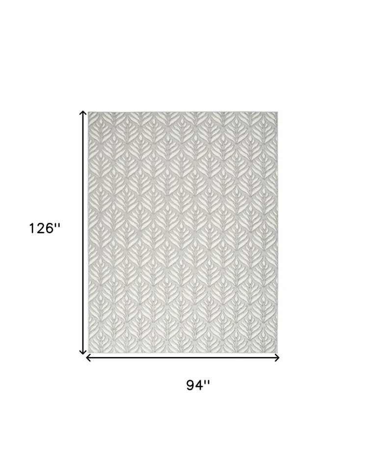 8' X 11' Gray Floral Non Skid Indoor Outdoor Area Rug