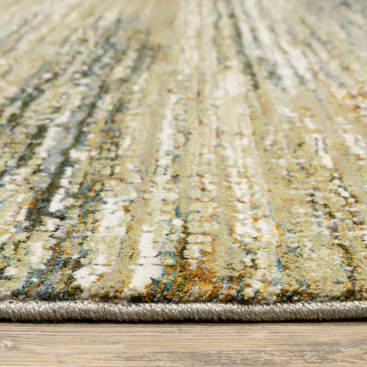 2' X 3' Blue and Ivory Abstract Power Loom Area Rug