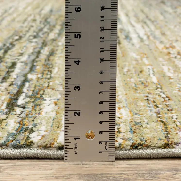 2' X 3' Blue and Ivory Abstract Power Loom Area Rug