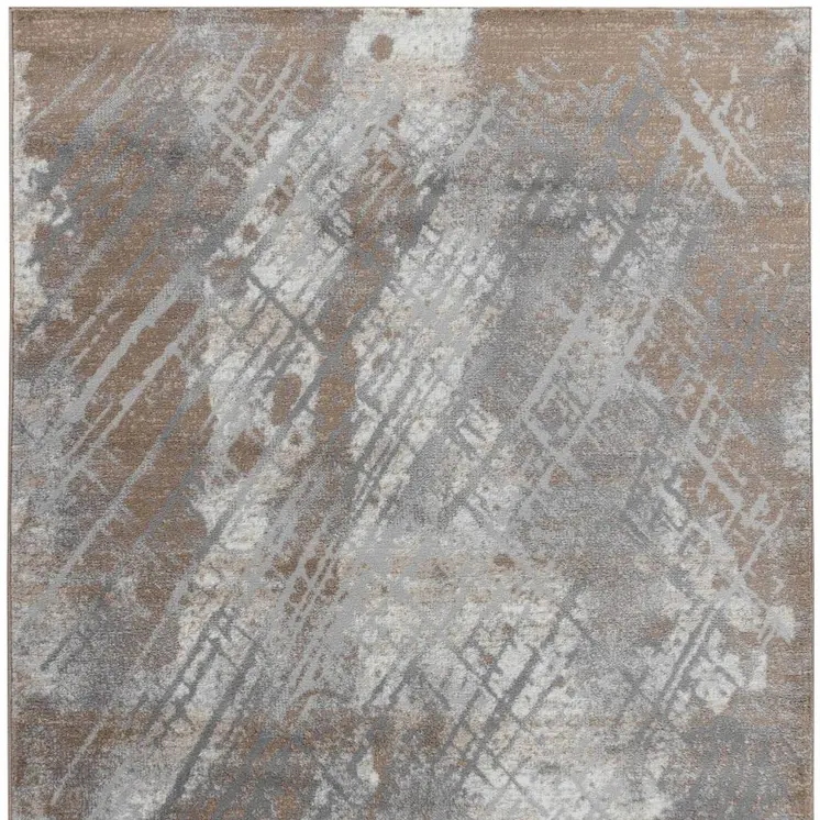 7' X 10' Brown Abstract Area Rug