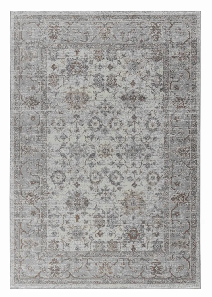 4' X 6' Grey Oriental Area Rug