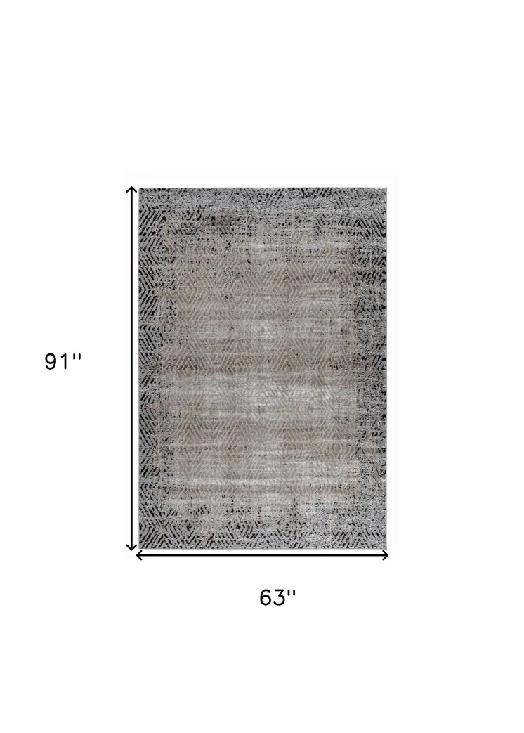 5' X 8' Brown Geometric Area Rug