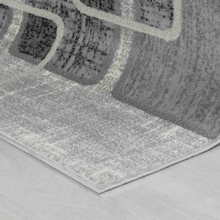 5' X 8' Grey Geometric Area Rug