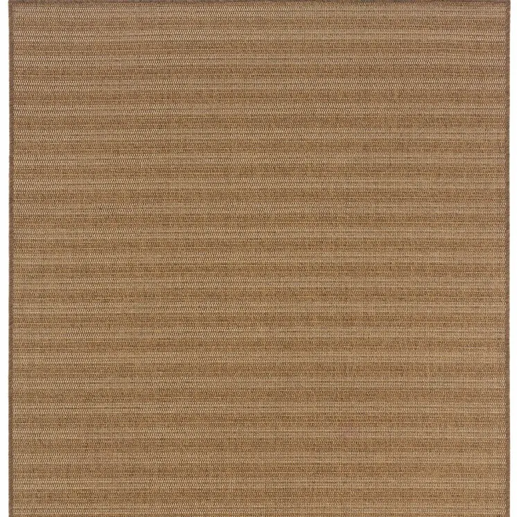4' X 6' Tan Striped Stain Resistant Indoor Outdoor Area Rug