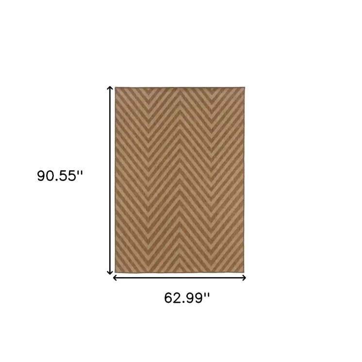5' X 8' Tan Geometric Stain Resistant Indoor Outdoor Area Rug