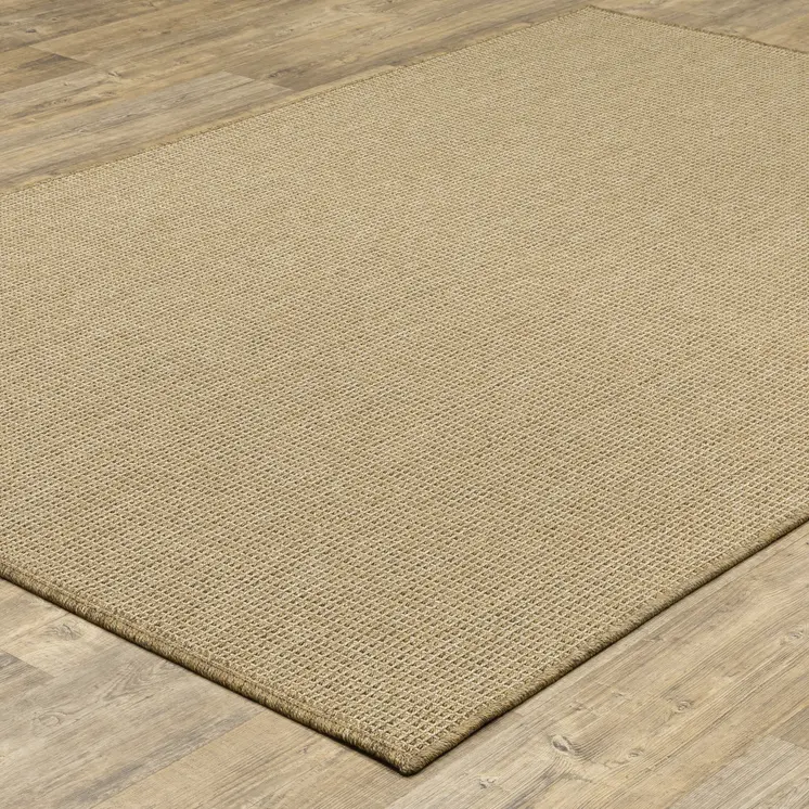 7' X 10' Beige Stain Resistant Indoor Outdoor Area Rug