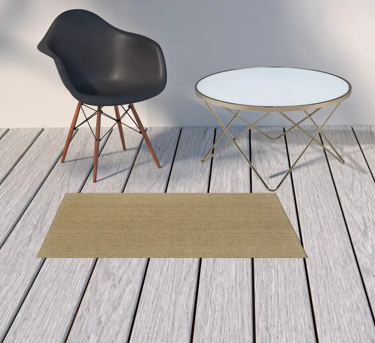 2' X 4' Tan Stain Resistant Indoor Outdoor Area Rug