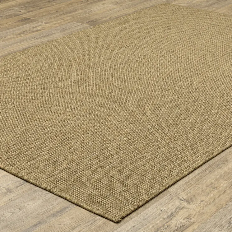 7' X 10' Tan Stain Resistant Indoor Outdoor Area Rug