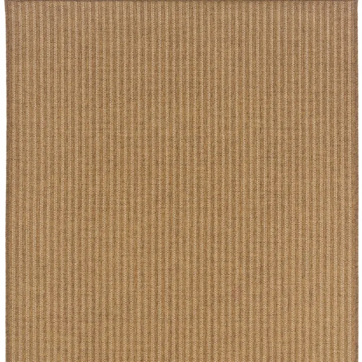 5' X 8' Tan Striped Stain Resistant Indoor Outdoor Area Rug
