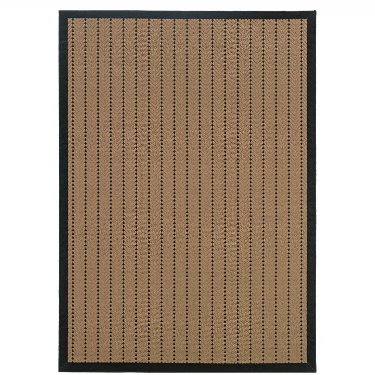 2' X 3' Beige and Black Geometric Stain Resistant Indoor Outdoor Area Rug