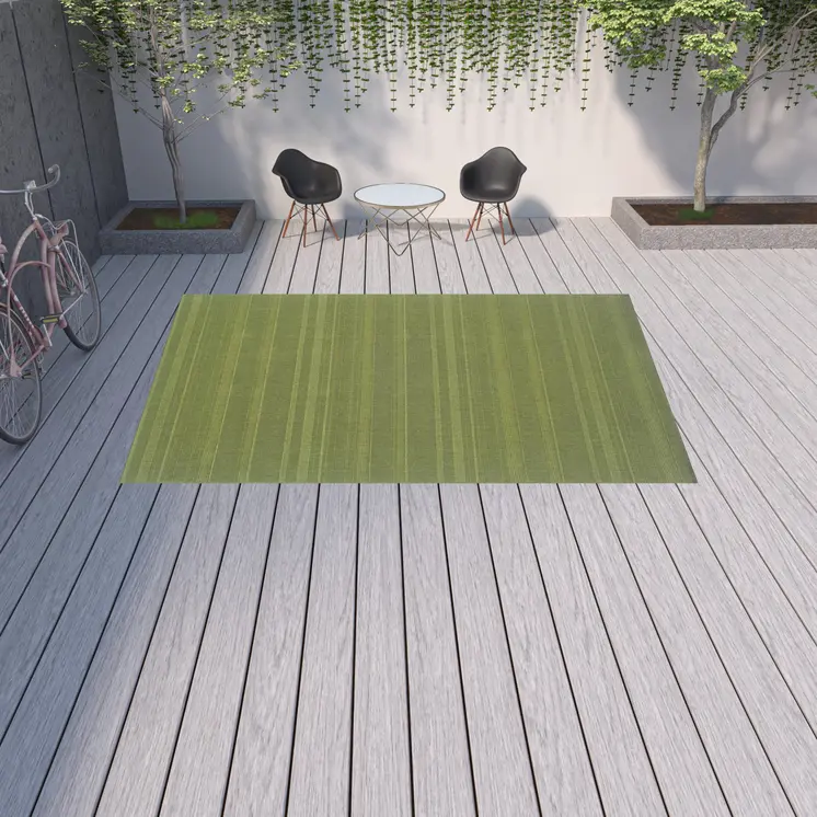 9' X 13' Green Stain Resistant Indoor Outdoor Area Rug
