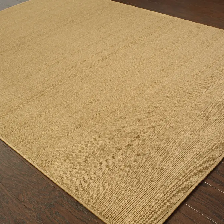 6' X 9' Beige Stain Resistant Indoor Outdoor Area Rug