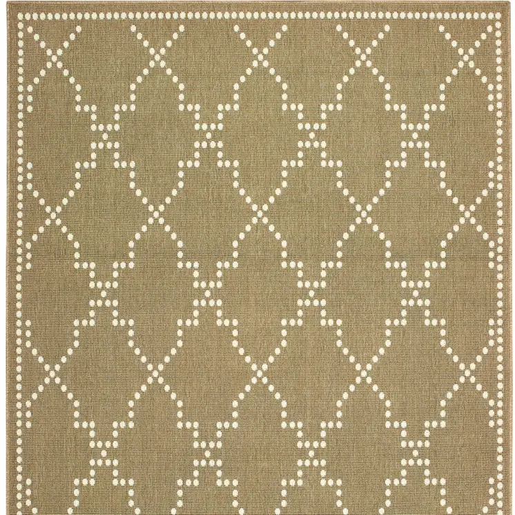 2' X 4' Tan Geometric Stain Resistant Indoor Outdoor Area Rug
