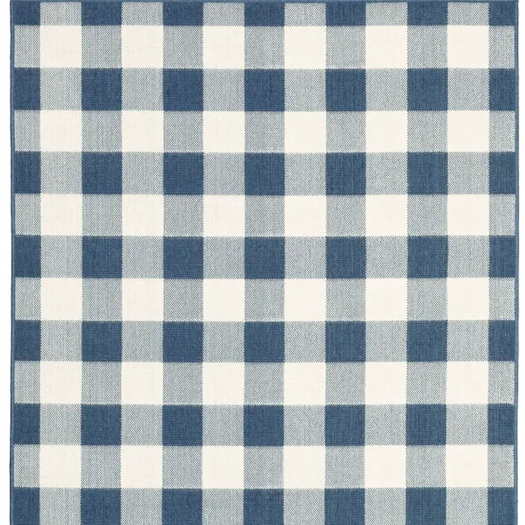 9' X 13' Blue and Ivory Geometric Stain Resistant Indoor Outdoor Area Rug