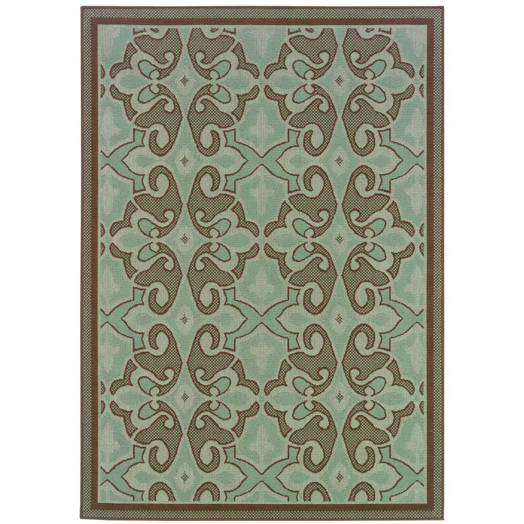 2' X 4' Blue Oriental Stain Resistant Indoor Outdoor Area Rug