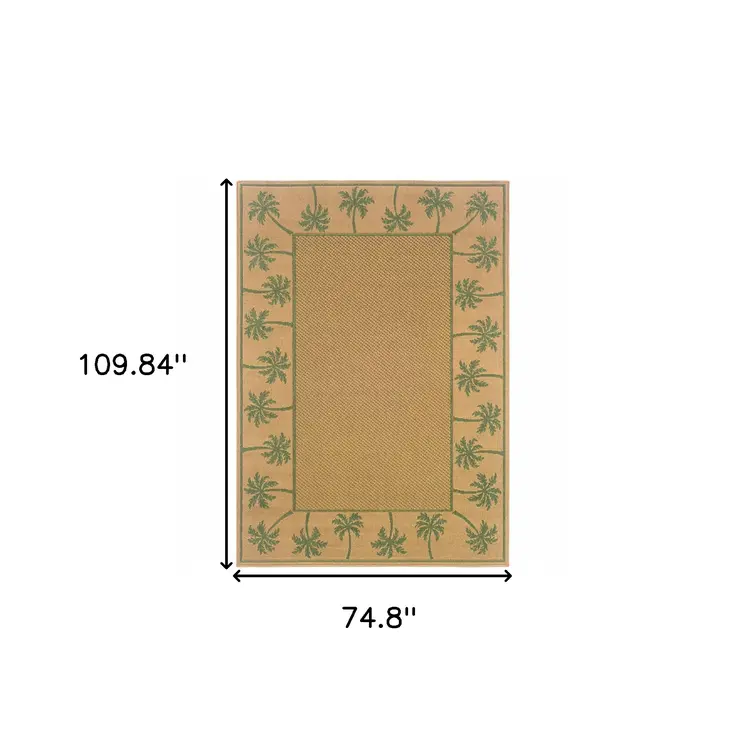 6' X 9' Beige Stain Resistant Indoor Outdoor Area Rug