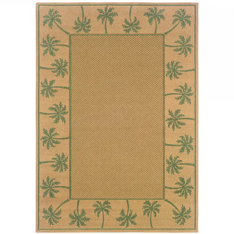 7' X 10' Beige Stain Resistant Indoor Outdoor Area Rug