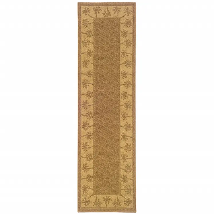 2' X 8' Tan Stain Resistant Indoor Outdoor Area Rug