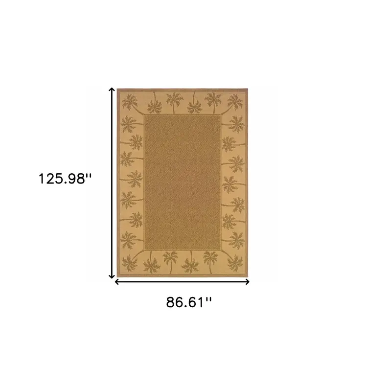 7' X 10' Tan Stain Resistant Indoor Outdoor Area Rug