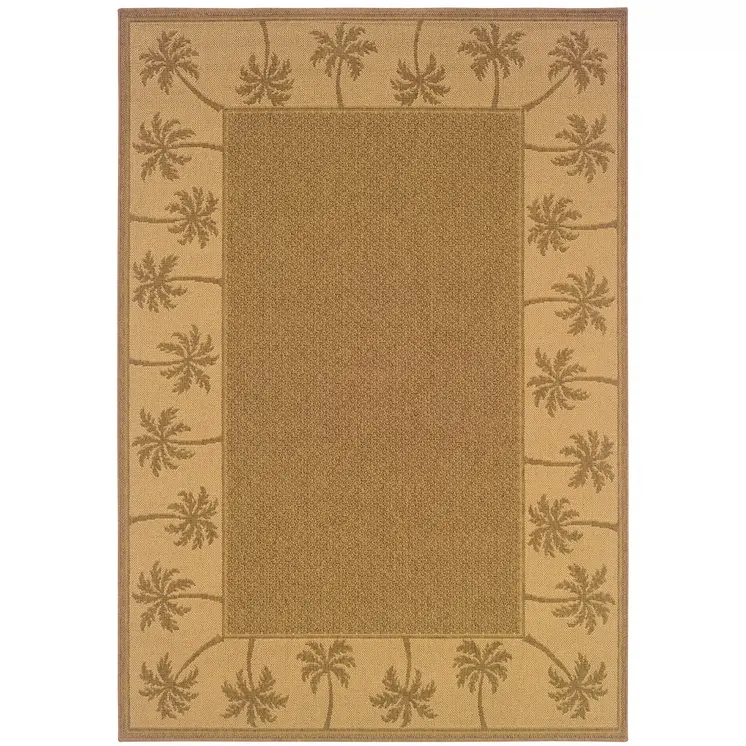 9' X 13' Tan Stain Resistant Indoor Outdoor Area Rug