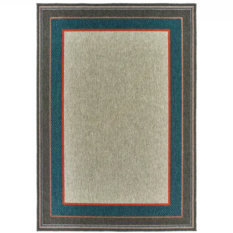 5' X 7' Blue and Gray Stain Resistant Indoor Outdoor Area Rug