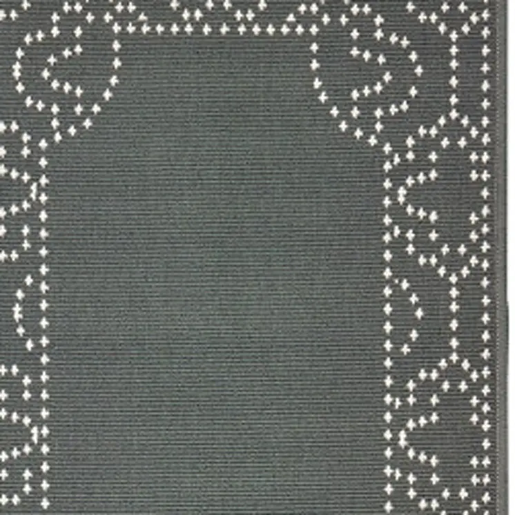 2' X 8' Gray and Ivory Stain Resistant Indoor Outdoor Area Rug