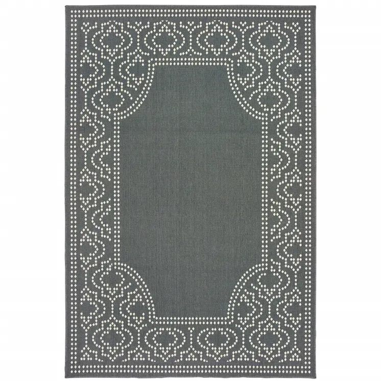 2' X 4' Gray and Ivory Stain Resistant Indoor Outdoor Area Rug