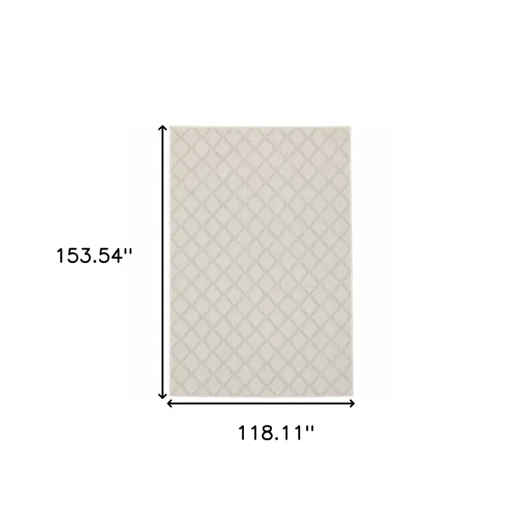 10' X 13' Gray and Ivory Geometric Stain Resistant Indoor Outdoor Area Rug