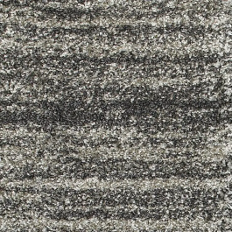 8' Black and Gray Geometric Shag Power Loom Runner Rug