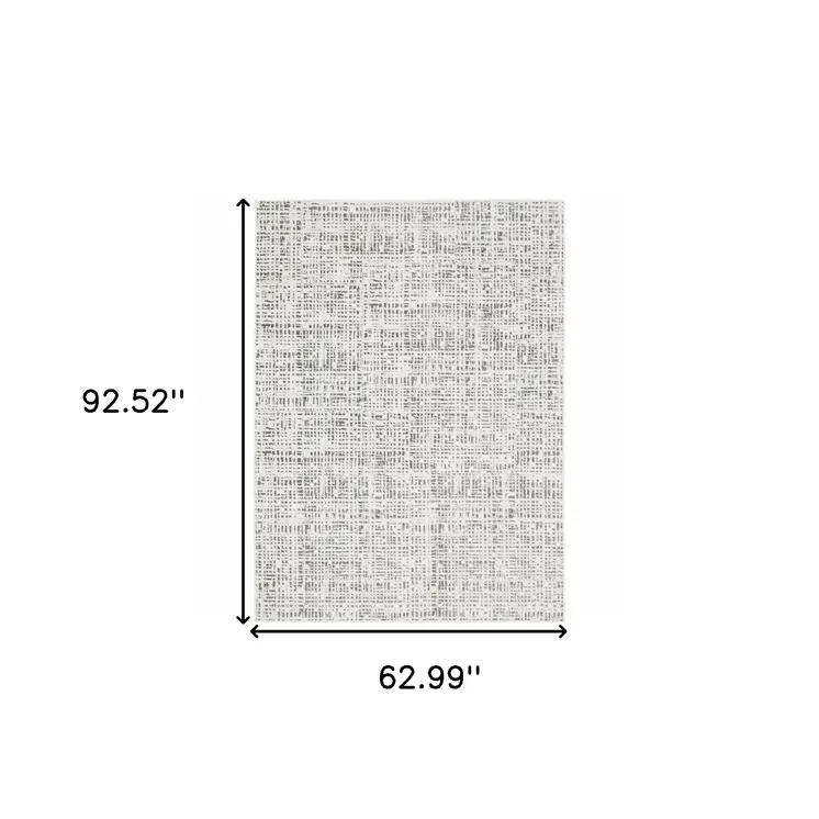 5' X 8' White And Grey Abstract Power Loom Stain Resistant Area Rug