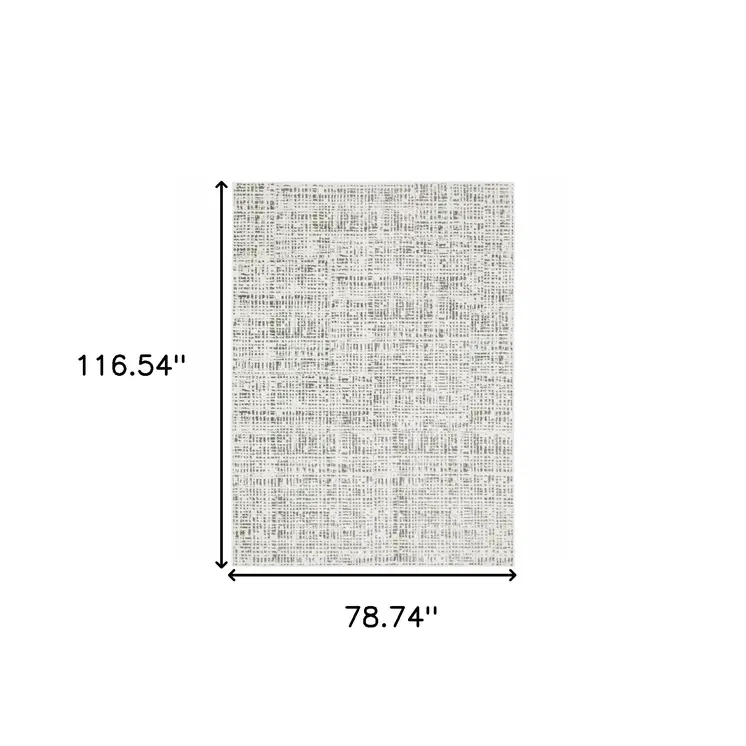 7' X 10' White And Gray Abstract Distressed Area Rug