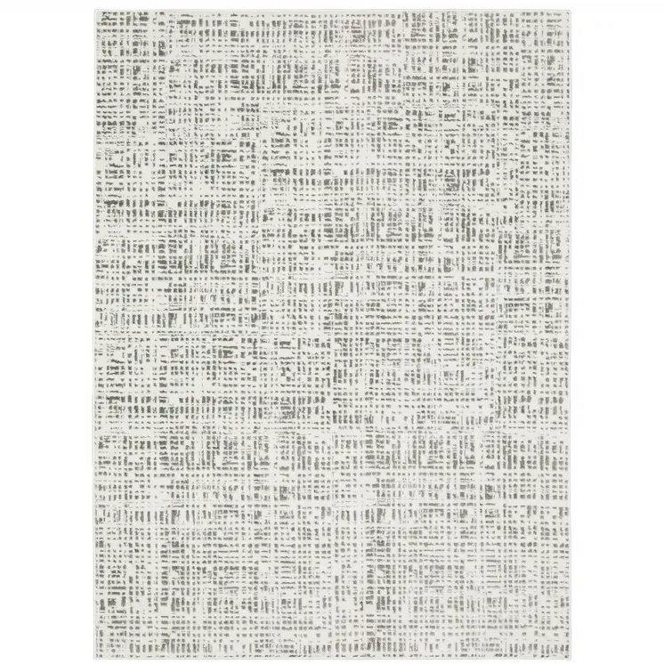 8' X 11' White And Gray Abstract Distressed Area Rug
