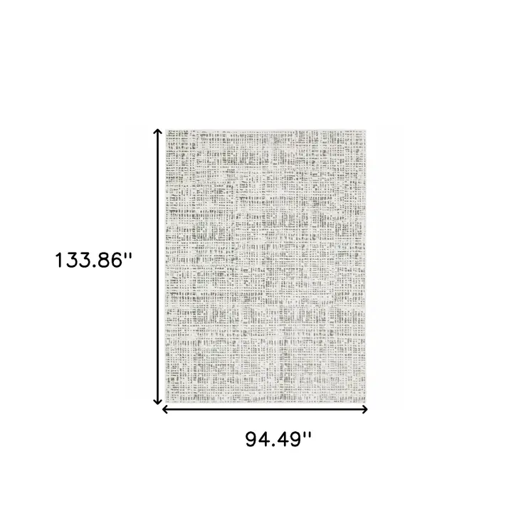 8' X 11' White And Gray Abstract Distressed Area Rug