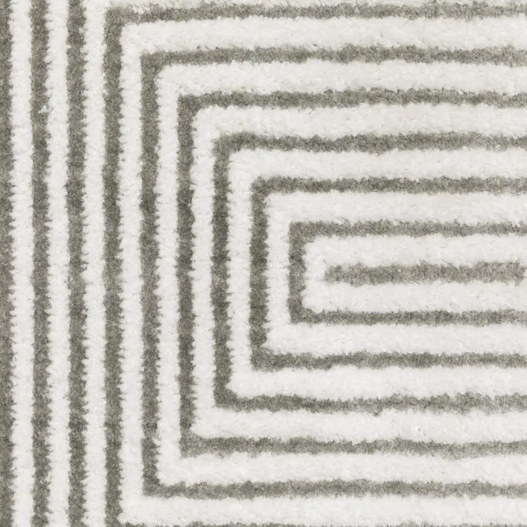 2' X 8' Grey And White Geometric Power Loom Stain Resistant Runner Rug