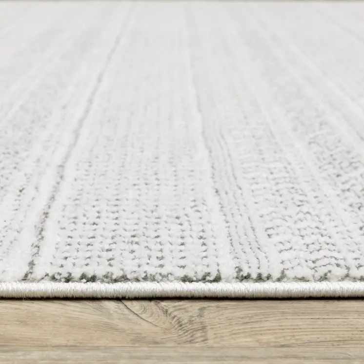 8' X 11' White And Gray Geometric Distressed Area Rug